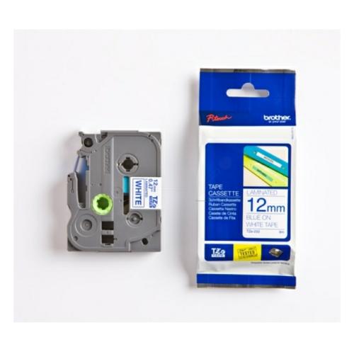 Brother tape blu su bianco (TZE233), 12mm, laminato