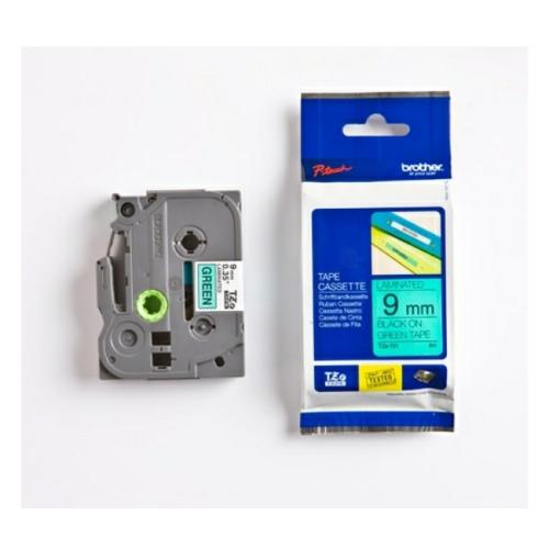 Brother tape nero su verde (TZE721), 9mm, laminato