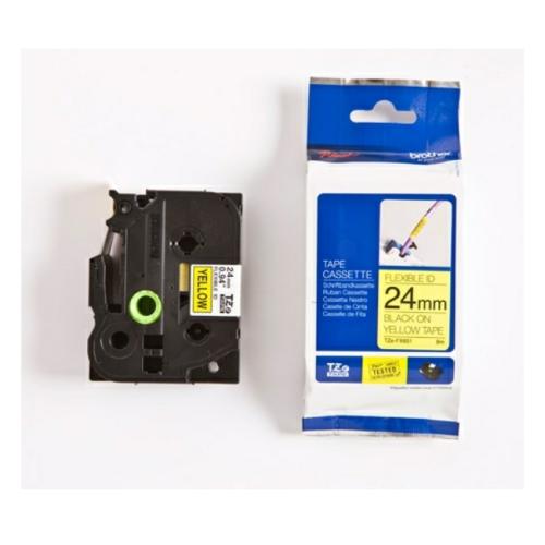 Brother tape nero su giallo (TZEFX651), 24mm, flexible laminated
