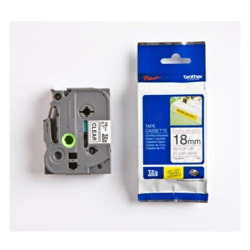 Brother tape nero su trasparente (TZES141), 18mm, laminato