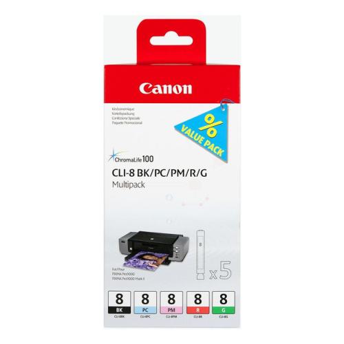 Canon cartuccia nero / foto ciano / foto magenta / rosso / verde (0620B027 / CLI8) (multipack)