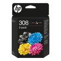 HP cartuccia nero / colore (6L6S6UE / 308) (Pacco Doppio, multipack)